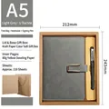 A5 business notebook set in light gray faux leather with U-shaped gold magnetic buckle - Light Grey Metal Buckle Kraft Set