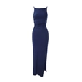 Dettaglio dell'abito blu navy con spacco laterale e trama increspata in vita - S / Blu