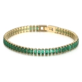 6mm 18K gold stainless steel tennis bracelet featuring rectangular green zircon stones - Gold Emerald
