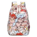 Pink student backpack with cute cartoon cat prints and lovely cat ribbon detail - Colorful Cat Small (Single Backpack)