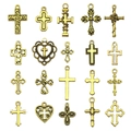 Set di 20 ciondoli a croce d'oro vintage assortiti per gioielli fai-da-te e bracciali - Oro Antico (20 pezzi)