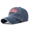 Berretto da baseball blu lavato con ricamo USA e finitura vintage invecchiata - Regolabile / Blu navy
