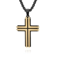 Men's two-tone black and gold cross pendant necklace in stainless steel finish - Pendant Only / Gold