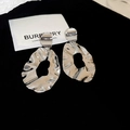 40# 925 Sterling Silver Earring Post - Silver Pleated Geometric