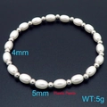 Baroque style bracelet with 4mm and 5mm white plastic pearls and silver spacers - Silver Beaded Style (KB202758-Z)