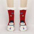 Chaussettes de Noël rouges en tricot avec motif bonhomme de neige et doublure polaire - Taille unique / Bonhomme de Neige Ballon Rose Bleu