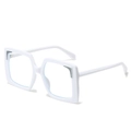 Fashion square oversized white sunglasses with retro thick frame and wide temple arms - White Frame