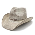 Vintage Western cowboy straw hat with a wide brim and distressed brown woven texture - M (56-58cm) / Mottled Dark Brown (2)