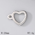 Pendentif fermoir cœur torsadé en acier inoxydable argenté avec largeur 20mm et poids 4g - Style 5 Coeur Torsadé (KLJ6847-Z) / Acier