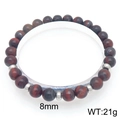 Bracelet en œil de tigre et agate mate avec perles de 8mm et accents argentés - Œil de Tigre Rouge-Brun (KB205856-Z)