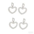 Irregular liquid metal heart chain stud earrings in silver finish for women - Silver EH014-1 (Heart Chain)