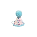 Blue glittery dog birthday hat with colorful paw prints and light blue pom-pom top - Individual New Hat Light Blue