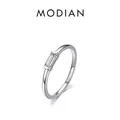 Minimalist S925 sterling silver ring featuring a baguette-cut zircon and S925 hallmark - US Size 5 / Baguette Stone Style (RHR663S)