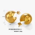 Goldene, klobige Creolen aus Edelstahl für Damen mit einer Höhe von 2,2 cm - Polierte Wassertropfen-Ohrringe / Gold