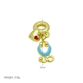 Detail of 32mm gold heart and stethoscope charm with red and blue enamel finish - Stethoscope Charm