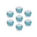 Faceted teal acrylic glass beads with large silver metal holes for DIY jewelry making - Lake Blue