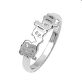 Polished silver ring featuring Baby word design in gothic font for women and couples - White Gold Letter Ring
