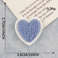 Blue heart chenille patch with white border, embroidery applique measuring 2.6cm by 2.7cm - Blue Heart (Iron-on)