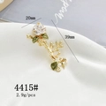 Detailed size view of a 20x39mm white enamel rose and green leaf alloy charm - 4415# White Rose with Green Leaf Pendant