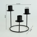 Modern Nordic 3-arm black iron candle holder with matte finish and circular base - Round 3-Head / Black