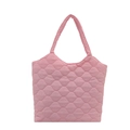 Bolso tote de nailon acolchado rosa con costuras onduladas y asas suaves diarias - Rosa oscuro