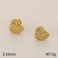 Elegant 10mm golden stainless steel heart-shaped stud earrings with sparkling crystals - Heart / Gold