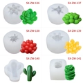 Lot de 6 moules en silicone pour bougies succulentes et cactus aux formes variées - Moule Succulente Lot de 6 (136-141) / Blanc