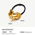 Golden wavy stainless steel hair tie cuff with irregular textured finish 52x44mm - Irregular Shape Style / Gold