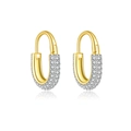 Orecchini a cerchio in argento S925 dorato con zirconi brillanti e stile minimal - Oro Zirconia