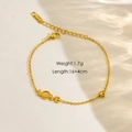 Bracelet LOVE en acier doré 14K avec pierre œil de chat et pendentif en cœur - LOVE Letter (B8)