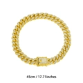 Classic 13mm gold Cuban link necklace with white rhinestones in 45cm length - 45cm / Gold