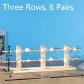 Pine wood eyewear display stand for 6 pairs, natural wooden finish, 53x14.5x17cm size - Triple Row 6 Pairs