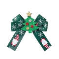 Close-up of a Christmas hair clip with a green snowflake ribbon and glittery tree - Bow Hair Clip (2) / Dark Green