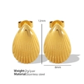 Golden shell-shaped stainless steel stud earrings measuring 12mm by 8mm for women - Shell Style (EH20) / Gold