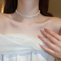 Sparkling crystal butterfly choker with irregular cut beads for a trendy summer look - White Transparent Crushed Stone Style (15#)