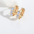 Orecchini a cerchio dorati vintage con stelle in smalto azzurro dal design sobrio - Blu (ES2694-4)