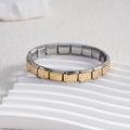 Italian charm bracelet with modular stainless steel links featuring gold heart and arrow - Heart with Arrow Two-Tone Gold (BD-104)