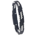 Geflochtenes Lederarmband für Herren in Schwarz und Weiß mit Magnetverschluss - Schwarz