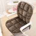 Deep brown heated plush seat cushion with backrest on white office chair - Checkered Brown