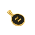 Collier avec pendentif signe du Verseau plaqué or 18 carats et émail noir élégant - Verseau - Pendentif Simple