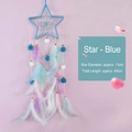 Blue star dream catcher with purple and light blue feathers for room decoration - Star - Finished / With LED Lights / Blue