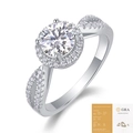 S925 sterling silver moissanite halo ring with braided band and GRA certificate - R13073 Hollow Style (With GRA Certificate)