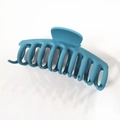 Large matte blue plastic hair claw clip with cutout design for thick hair styling - Matte Blue