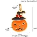 Stainless steel Halloween pumpkin pendant with orange face and colorful wizard hat details - Witch Pumpkin