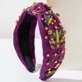 Cerchietto viola Mardi Gras con perline, strass e decorazioni a maschera e corona festiva - Viola