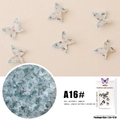 Macro detail of 3D blue butterfly nail charms with realistic texture and packaging - Simulated Butterfly A16# (Blue & Black Pattern)