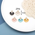 Detailed size view of five-color pearl scallop shell charms for jewelry making - 3# Pearl Shell / Black