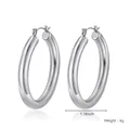 Eleganti orecchini a cerchio in acciaio argento da 3 cm con finitura lucida da 6 g - 4*30mm (Colore Acciaio)
