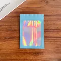 Light blue matte resealable bag with holographic window on wooden background - 7*10cm Blue