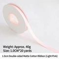 Light pink matte cotton ribbon roll, 1.0cm width, for gift wrapping and floral bouquets - Double-sided Matte Cotton / 1.0cm Wide * 20 Yards / Light Pink